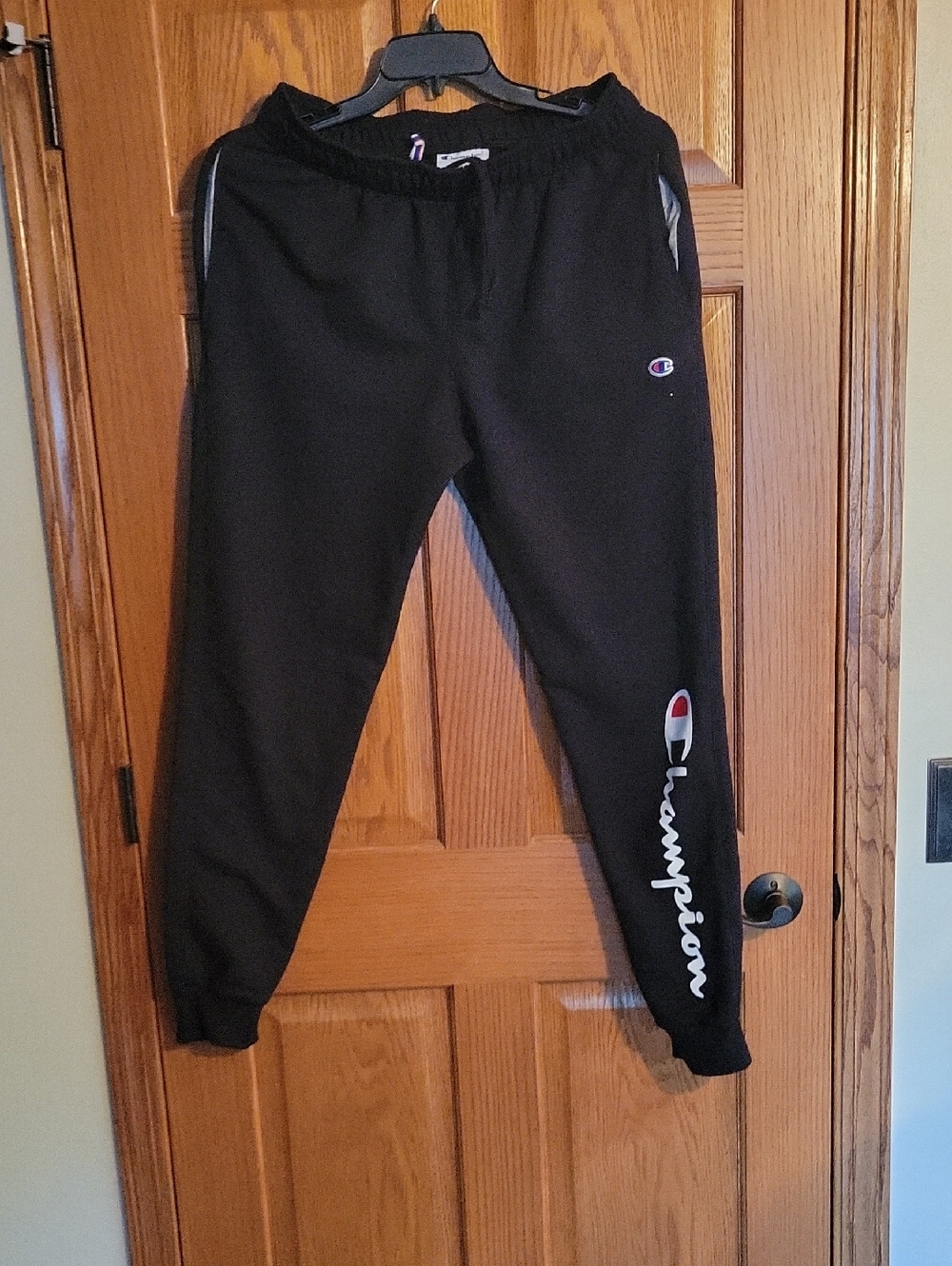 Champion Black Joggers with White Script Logo